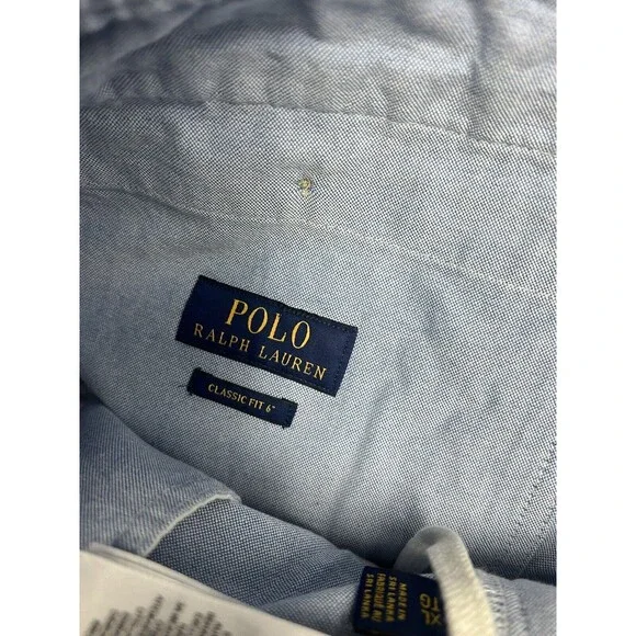 POLO RALPH LAUREN 6-Inch Polo Prepster Oxford Shorts Blue Size XL Flamingo